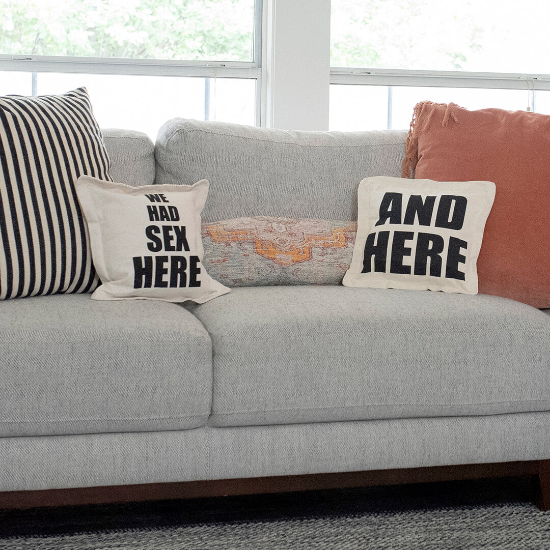 "I was a little hesitant to buy this pillow because I wasn't sure if it would be too thin or too flimsy. But I'm so glad I did! It's thick and durable, and I love the witty phrases. It's a great addition to my living room and I always get compliments on it."